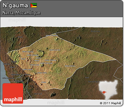 Satellite 3D Map of N'gauma, darken