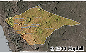 Satellite 3D Map of N'gauma, darken, semi-desaturated