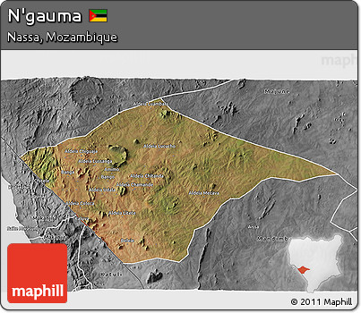 Satellite 3D Map of N'gauma, desaturated