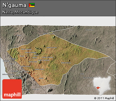 Satellite 3D Map of N'gauma, semi-desaturated