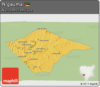 Savanna Style 3D Map of N'gauma, single color outside