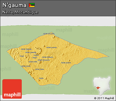 Savanna Style 3D Map of N'gauma, single color outside