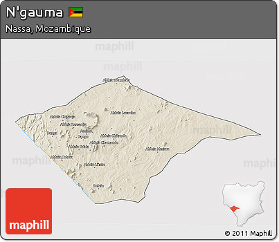 Shaded Relief 3D Map of N'gauma, single color outside