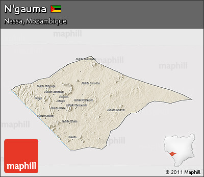 Shaded Relief 3D Map of N'gauma, single color outside