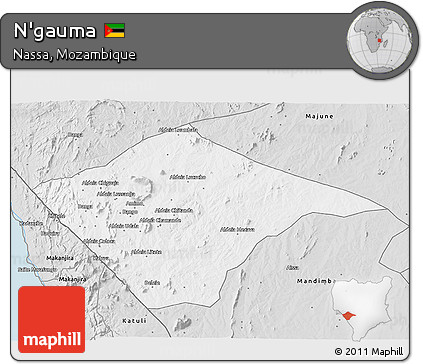 Silver Style 3D Map of N'gauma