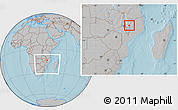 Gray Location Map of N'gauma, within the entire country, hill shading
