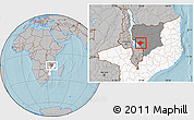 Gray Location Map of N'gauma, highlighted country, highlighted parent region, hill shading