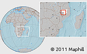 Gray Location Map of N'gauma, highlighted parent region, within the entire country, hill shading