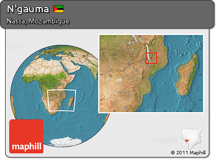 Satellite Location Map of N'gauma, within the entire country