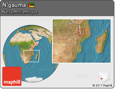 Satellite Location Map of N'gauma, within the entire country