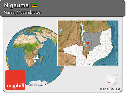 Satellite Location Map of N'gauma, highlighted country, highlighted parent region