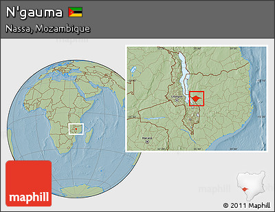 Savanna Style Location Map of N'gauma, hill shading