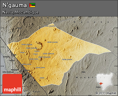 Physical Map of N'gauma, darken, semi-desaturated