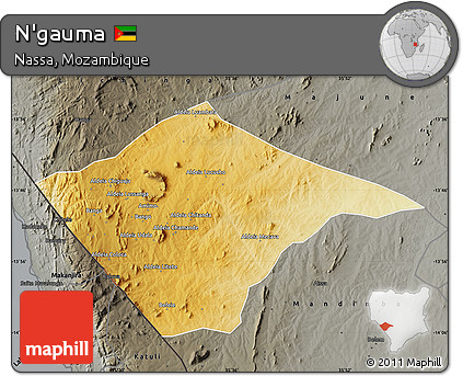 Physical Map of N'gauma, darken, semi-desaturated