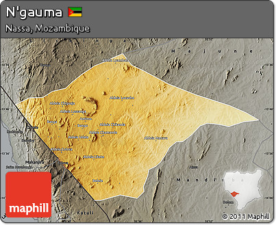 Physical Map of N'gauma, darken, semi-desaturated