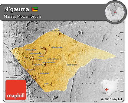 Physical Map of N'gauma, desaturated
