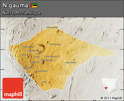 Physical Map of N'gauma, lighten, semi-desaturated