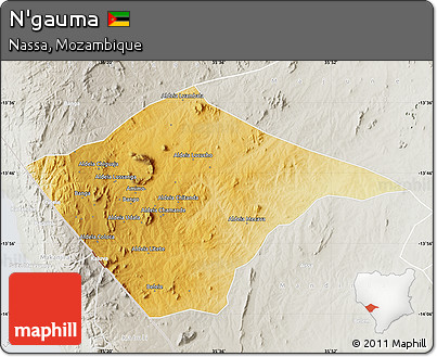 Physical Map of N'gauma, lighten, semi-desaturated