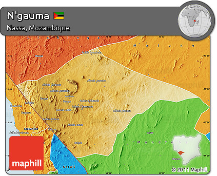 Physical Map of N'gauma, political outside