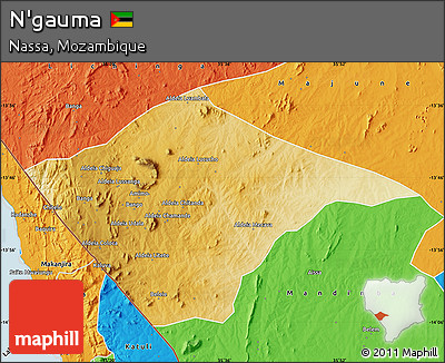 Physical Map of N'gauma, political outside
