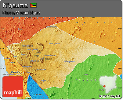 Physical Map of N'gauma, political outside