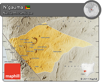 Physical Map of N'gauma, semi-desaturated