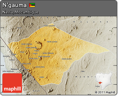 Physical Map of N'gauma, semi-desaturated