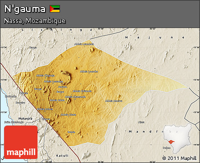 Physical Map of N'gauma, shaded relief outside