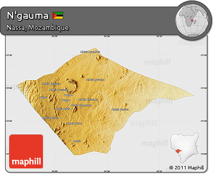 Physical Map of N'gauma, single color outside