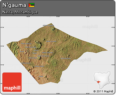 Satellite Map of N'gauma, single color outside