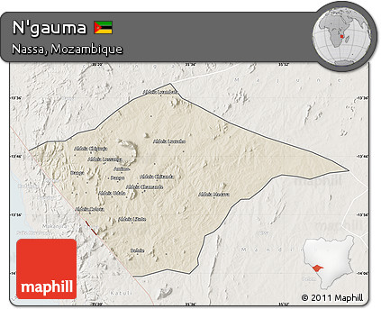 Shaded Relief Map of N'gauma, lighten