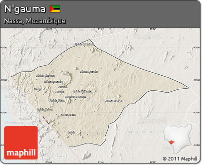 Shaded Relief Map of N'gauma, lighten