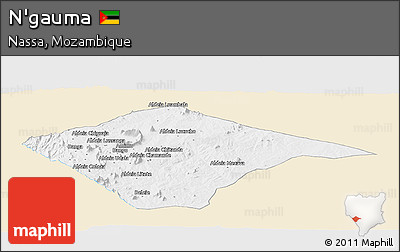 Classic Style Panoramic Map of N'gauma, single color outside