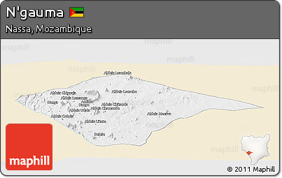 Classic Style Panoramic Map of N'gauma, single color outside