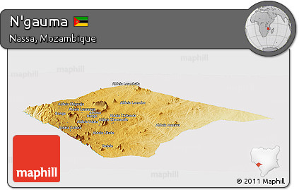 Physical Panoramic Map of N'gauma, cropped outside