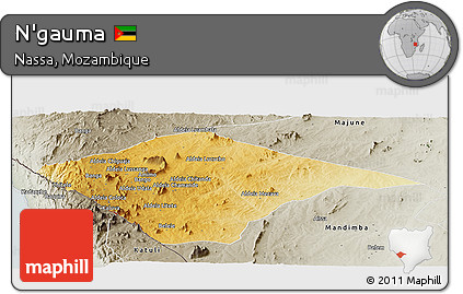 Physical Panoramic Map of N'gauma, semi-desaturated