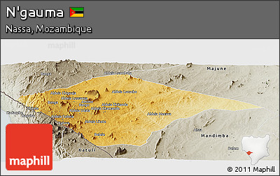 Physical Panoramic Map of N'gauma, semi-desaturated