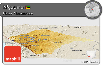 Physical Panoramic Map of N'gauma, shaded relief outside