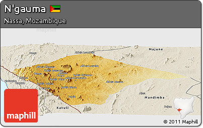 Physical Panoramic Map of N'gauma, shaded relief outside