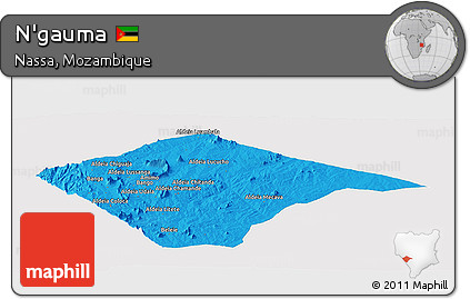 Political Panoramic Map of N'gauma, single color outside