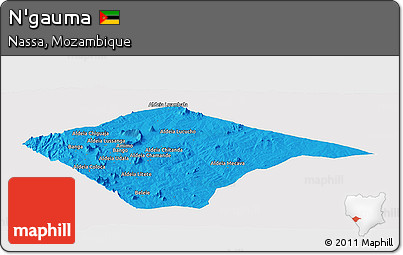 Political Panoramic Map of N'gauma, single color outside