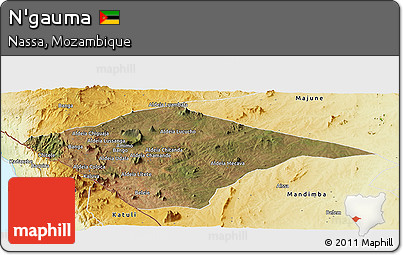 Satellite Panoramic Map of N'gauma, physical outside