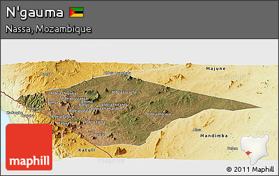 Satellite Panoramic Map of N'gauma, physical outside