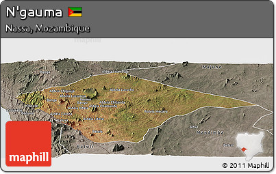 Satellite Panoramic Map of N'gauma, semi-desaturated