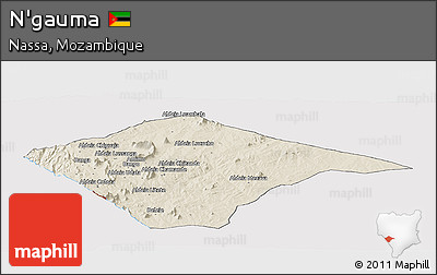 Shaded Relief Panoramic Map of N'gauma, cropped outside