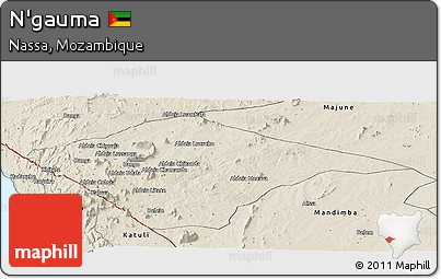 Shaded Relief Panoramic Map of N'gauma