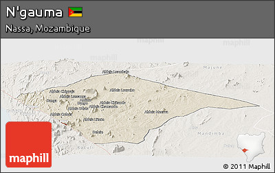 Shaded Relief Panoramic Map of N'gauma, lighten