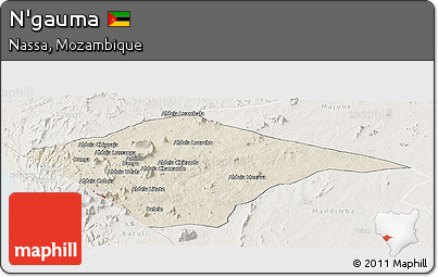 Shaded Relief Panoramic Map of N'gauma, lighten