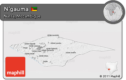 Silver Style Panoramic Map of N'gauma, single color outside