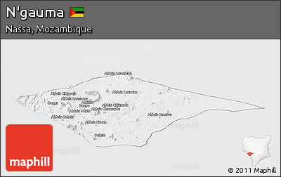 Silver Style Panoramic Map of N'gauma, single color outside